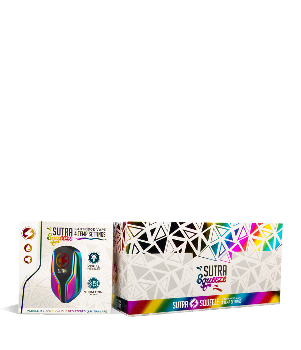 Full Color w/single pack Sutra Vape Squeeze 510 Thread Battery 6pk on white background