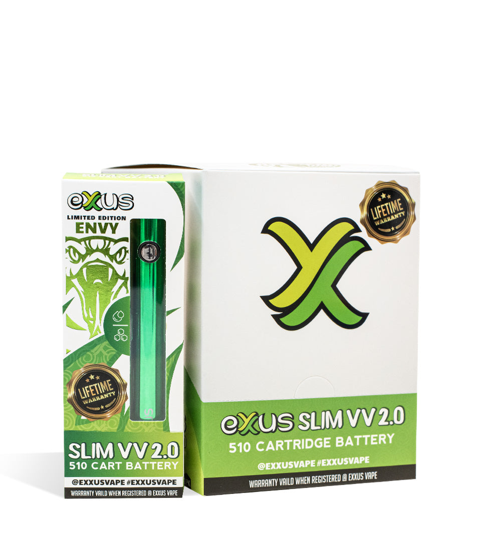 Envy Exxus Vape Slim VV 2.0 510 Thread Battery 12pk on white background