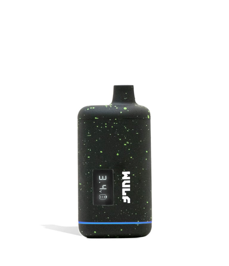 Black Green Spatter Wulf Mods Recon 510 Thread Battery 9pk Front View on White Background