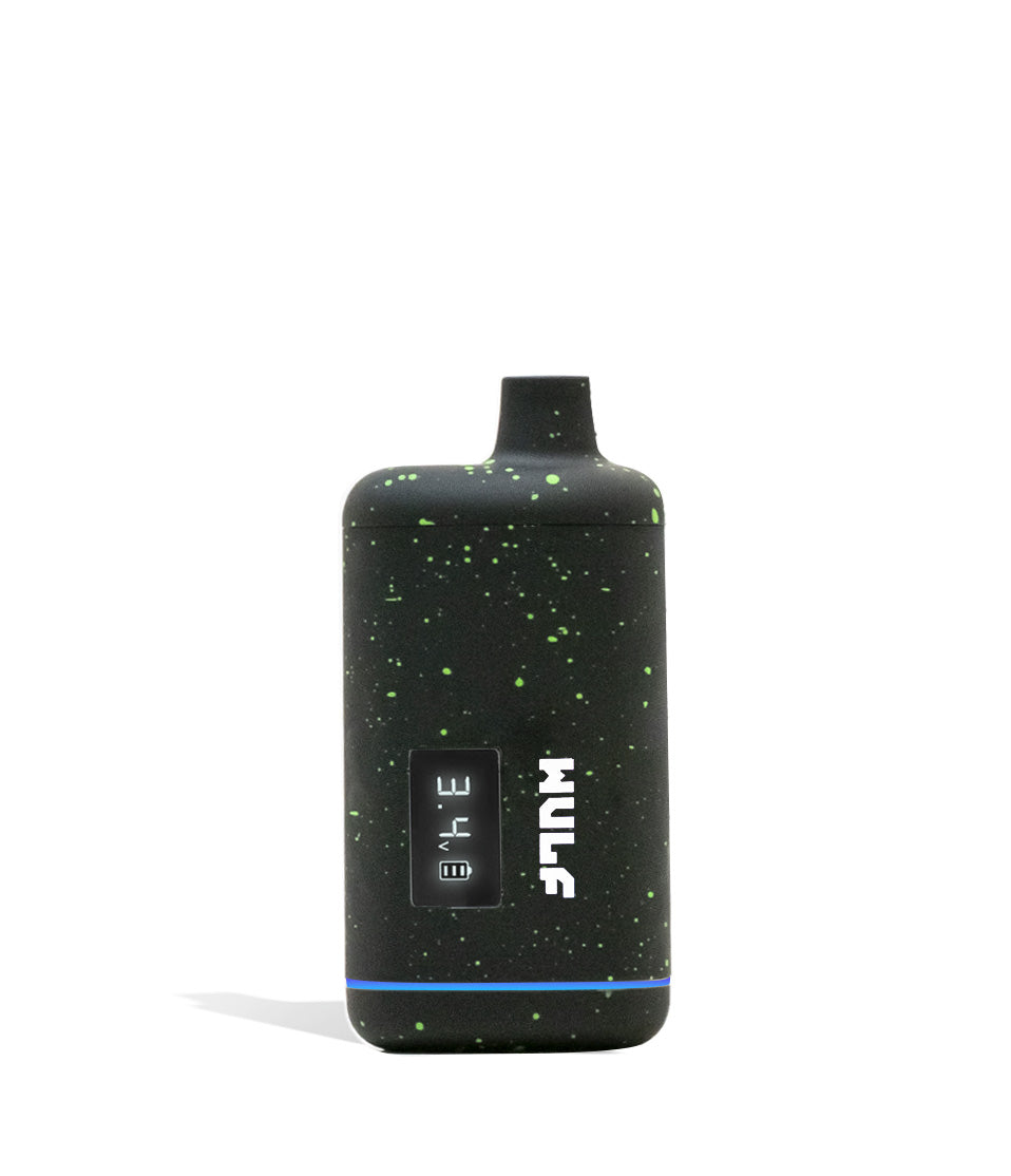 Black Green Spatter Wulf Mods Recon 510 Thread Battery 9pk Front View on White Background