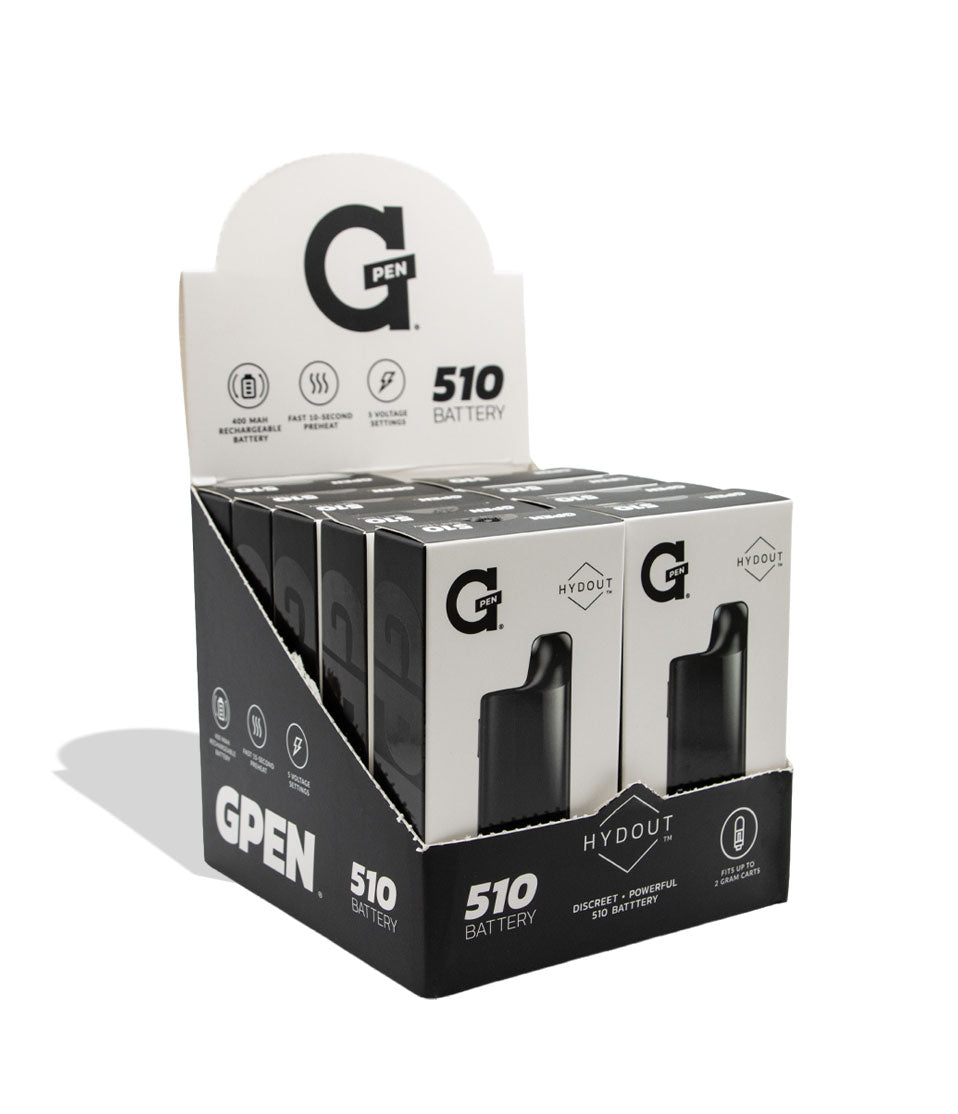 G Pen HYDOUT 10pk 510 battery vape display packaging on a white background side view.