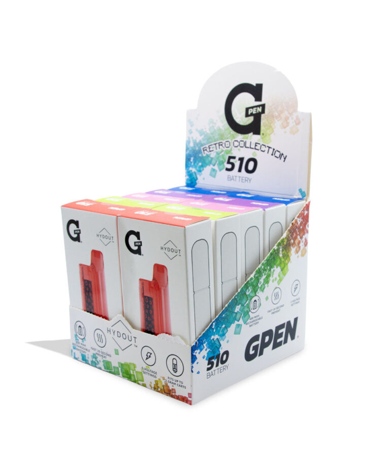 GPen vape pen 510 battery packaging display with colorful design on a white background