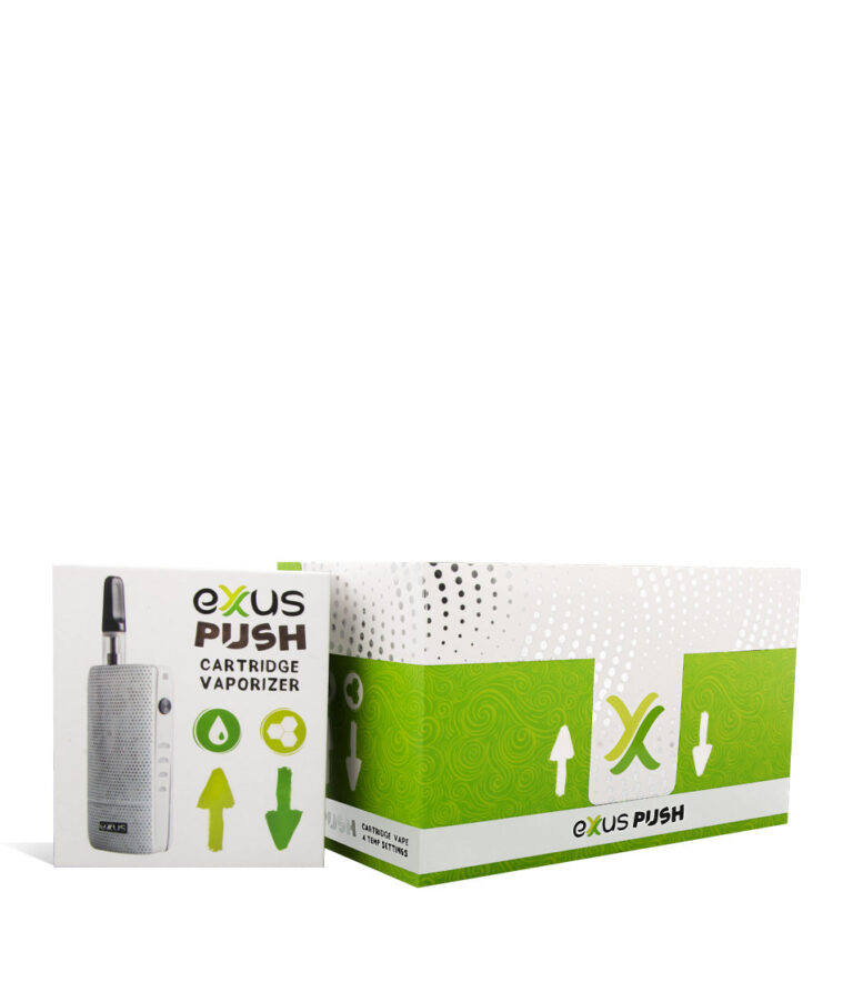 Arctic White w/single pack Exxus Vape Push 510 Thread Battery 12pk on white background