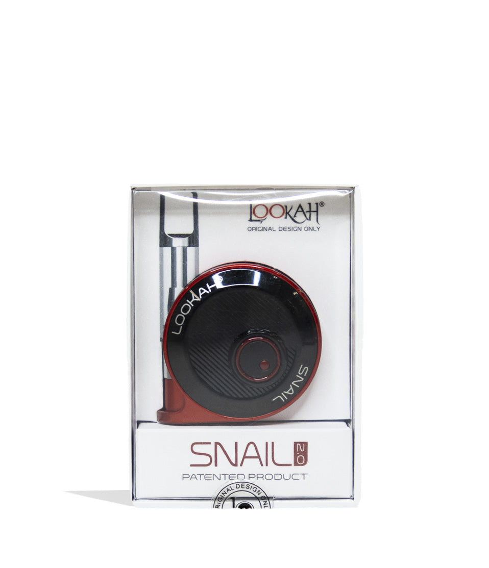 Red Lookah Snail 510 Thread Battery Front View Packaging on White Background