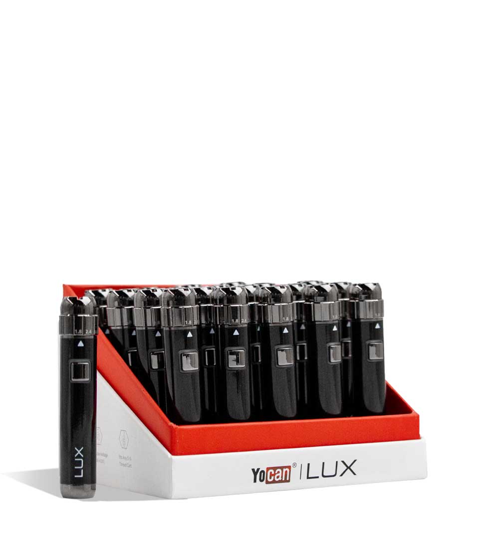 Yocan LUX 510 Thread Battery 20pk black side angle on white background