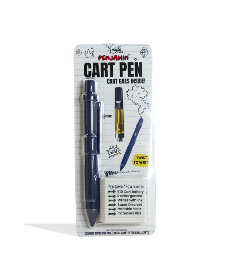 Blue Smyle Penjamin Cart Pen Variable Voltage Battery Packaging Front View on White Background
