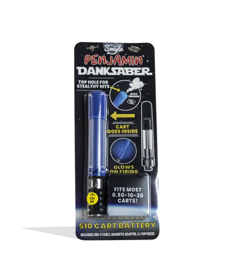 Blue Smyle Penjamin Saber Variable Voltage Battery Packaging Front View on White Background