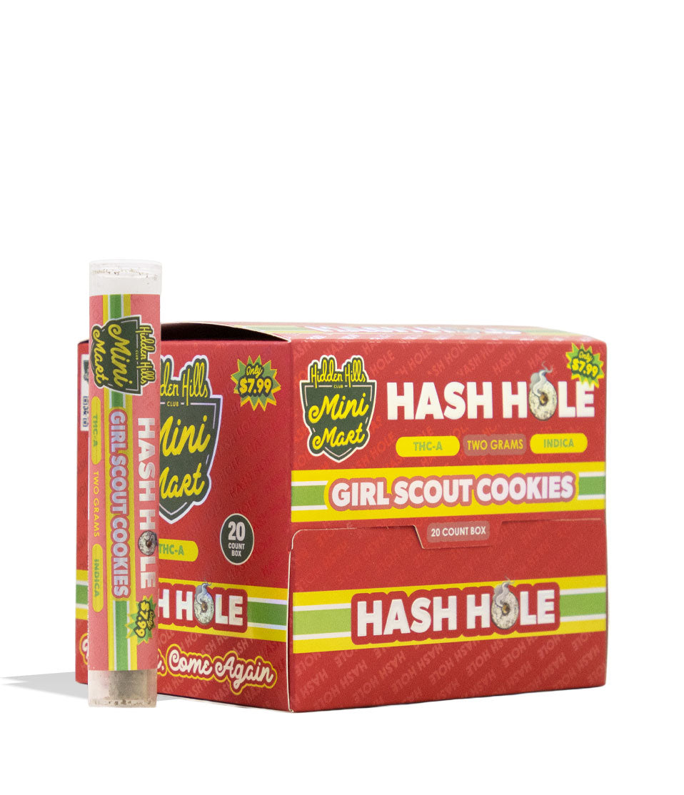 Girl Scout Cookies Hidden Hills Mini Mart 2g THC-A Hash Hole Preroll 20pk Front View on White Background