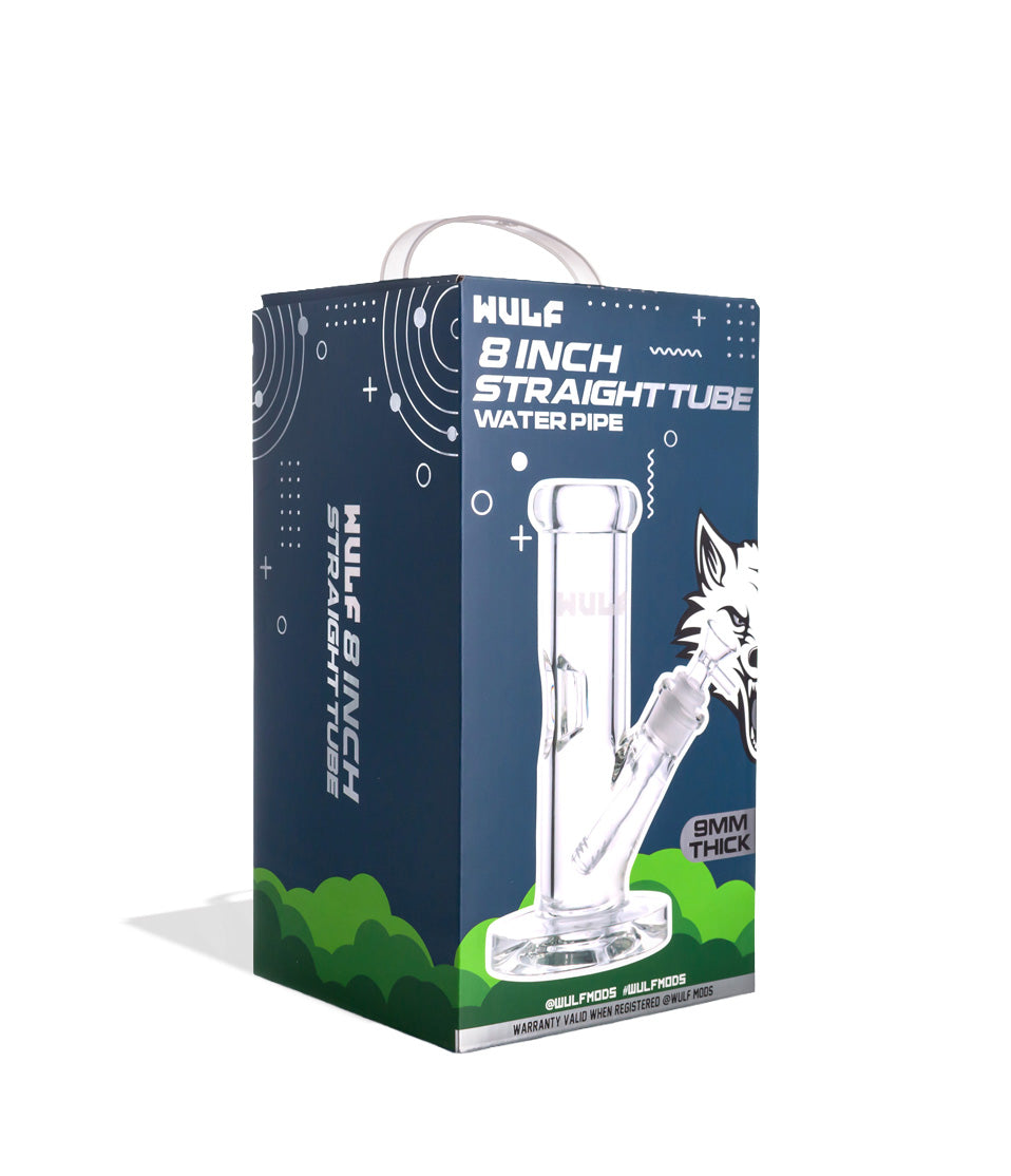 Wulf Mods 9mm 8inch Straight Water Pipe Packaging Angle View on White Background