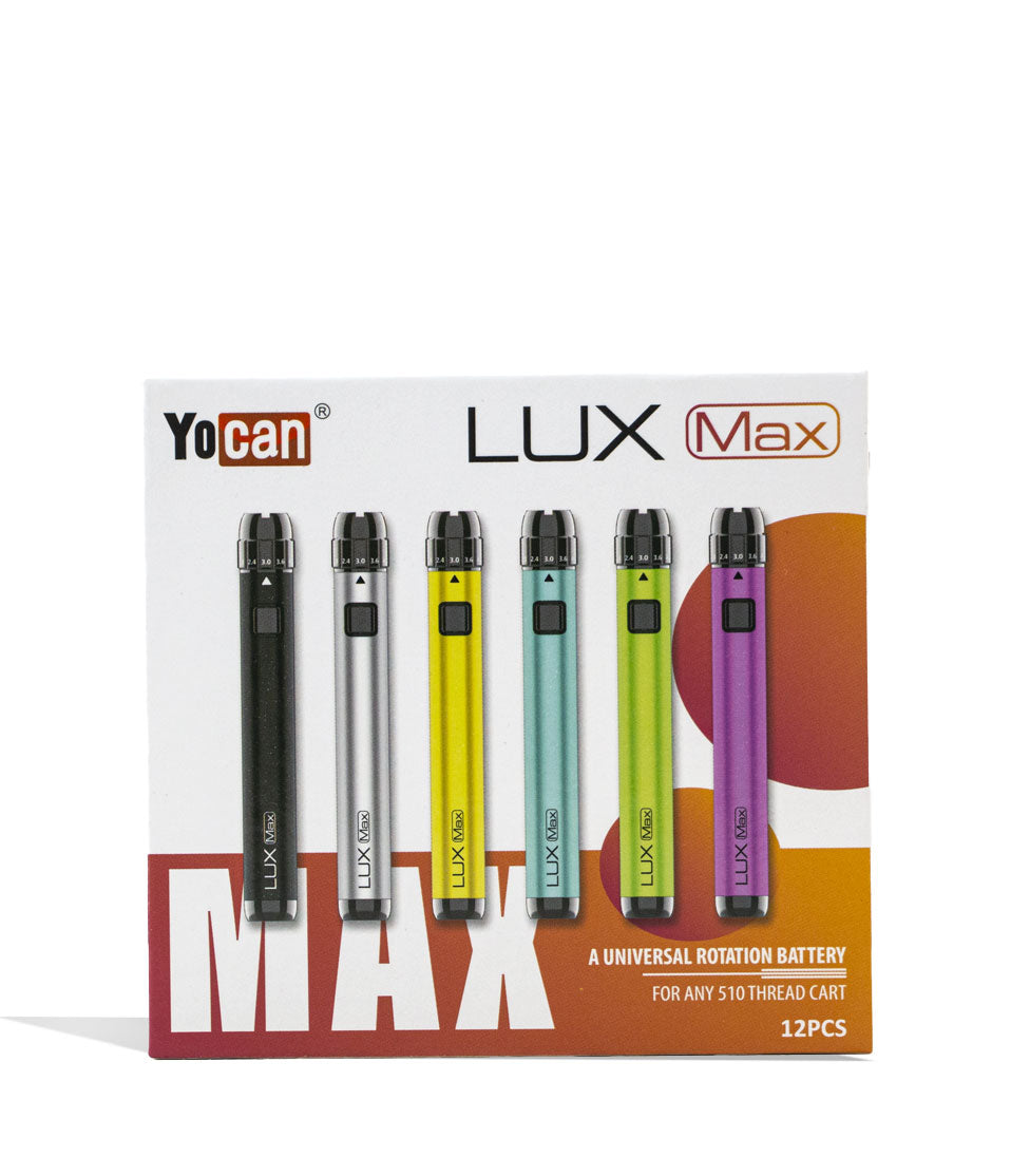 Yocan LUX Max 510 Thread Battery 12pk Face View on White Background