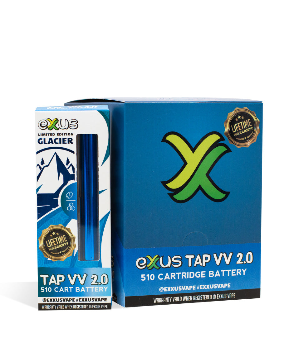 Glacier Exxus Vape Tap VV 2.0 510 Thread Battery 12pk on white background