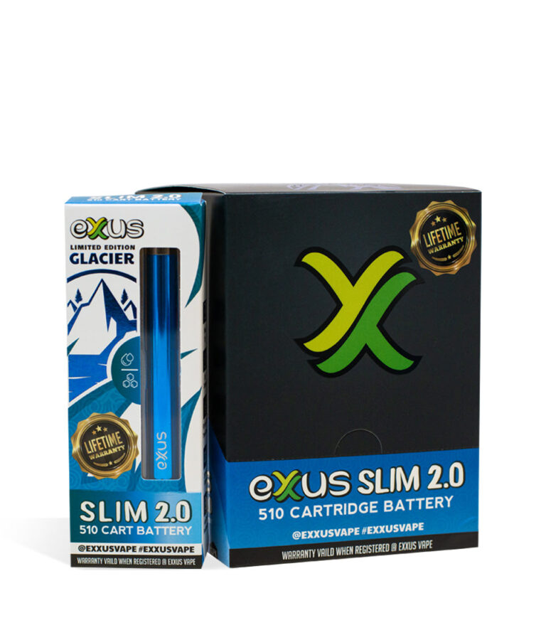 Glacier Exxus Vape Slim 2.0 510 Thread Battery 12pk on white background