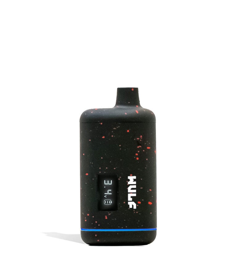 White Red Spatter Wulf Mods Recon 510 Thread Battery 9pk Front View on White Background