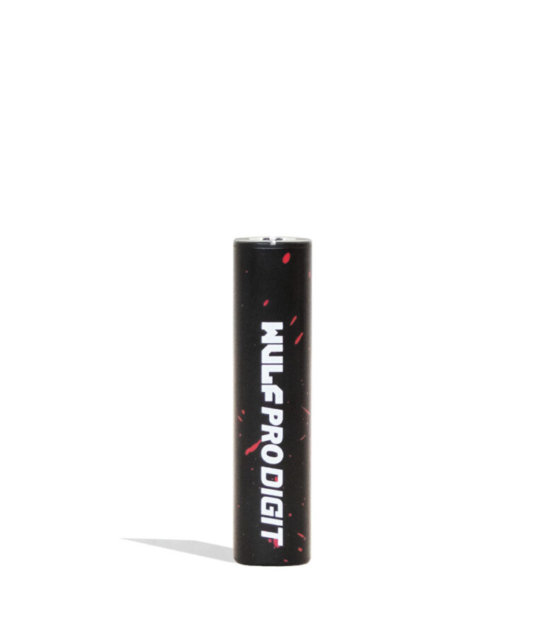 Black Red Spatter Wulf Mods Pro Digit Variable Voltage Battery 15pk Back View on White Background