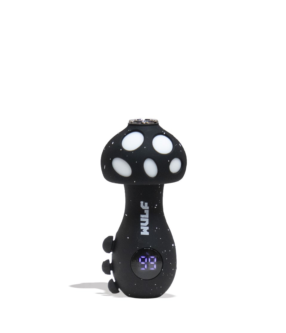 Black White Spatter Wulf Mods TRYP Mushroom Shaped Variable Voltage Battery 9pk Front View on White Background