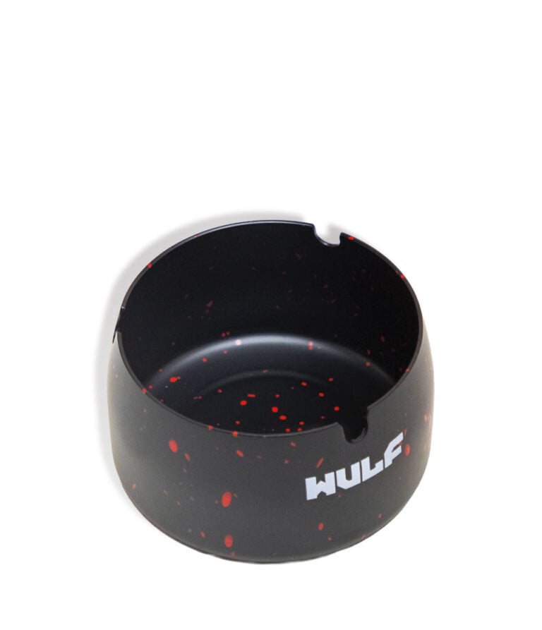 Black Red Spatter Wulf Mods Cache Ashtray 6pk Above View on White Background