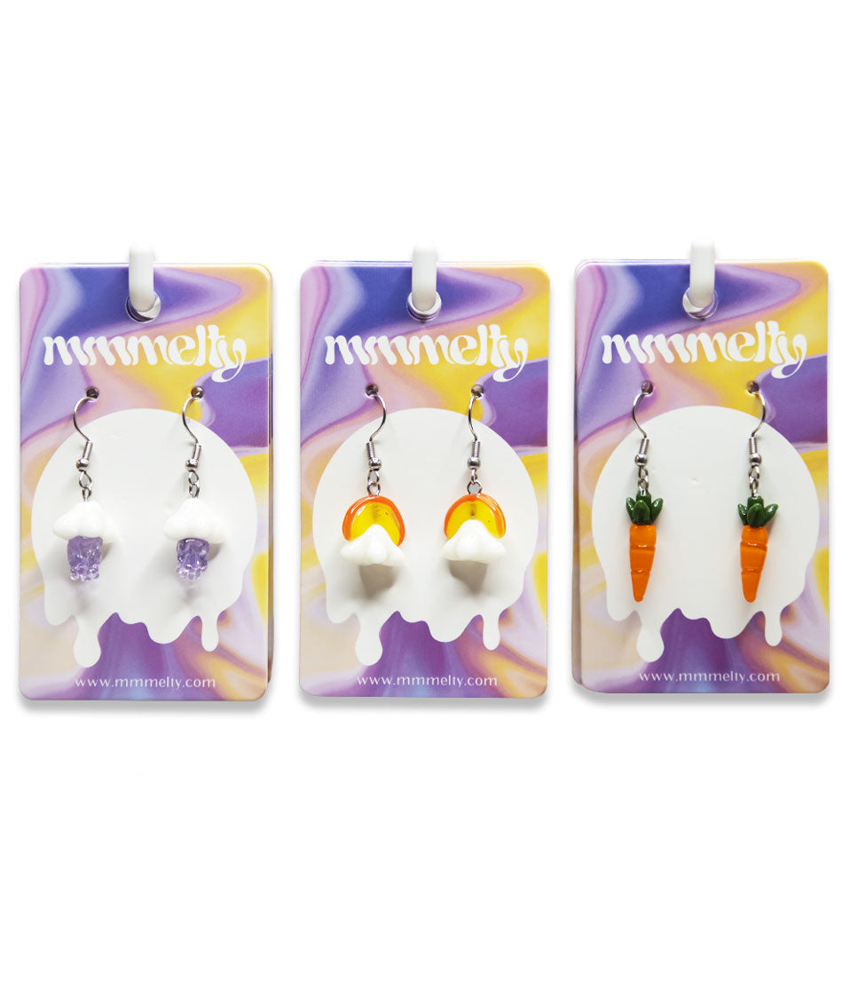 Mmmelty 72pc Earring Display Row of Three Front View on White Background