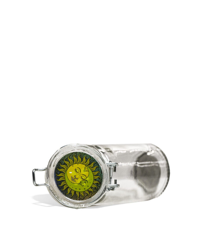 Lucky Stash Air Tight Glass Pop Top Jars 12pk Jar Down View on White Background