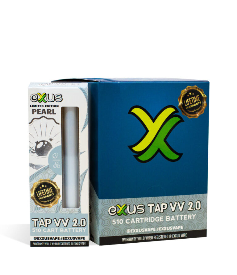 Pearl Exxus Vape Tap VV 2.0 510 Thread Battery 12pk on white background