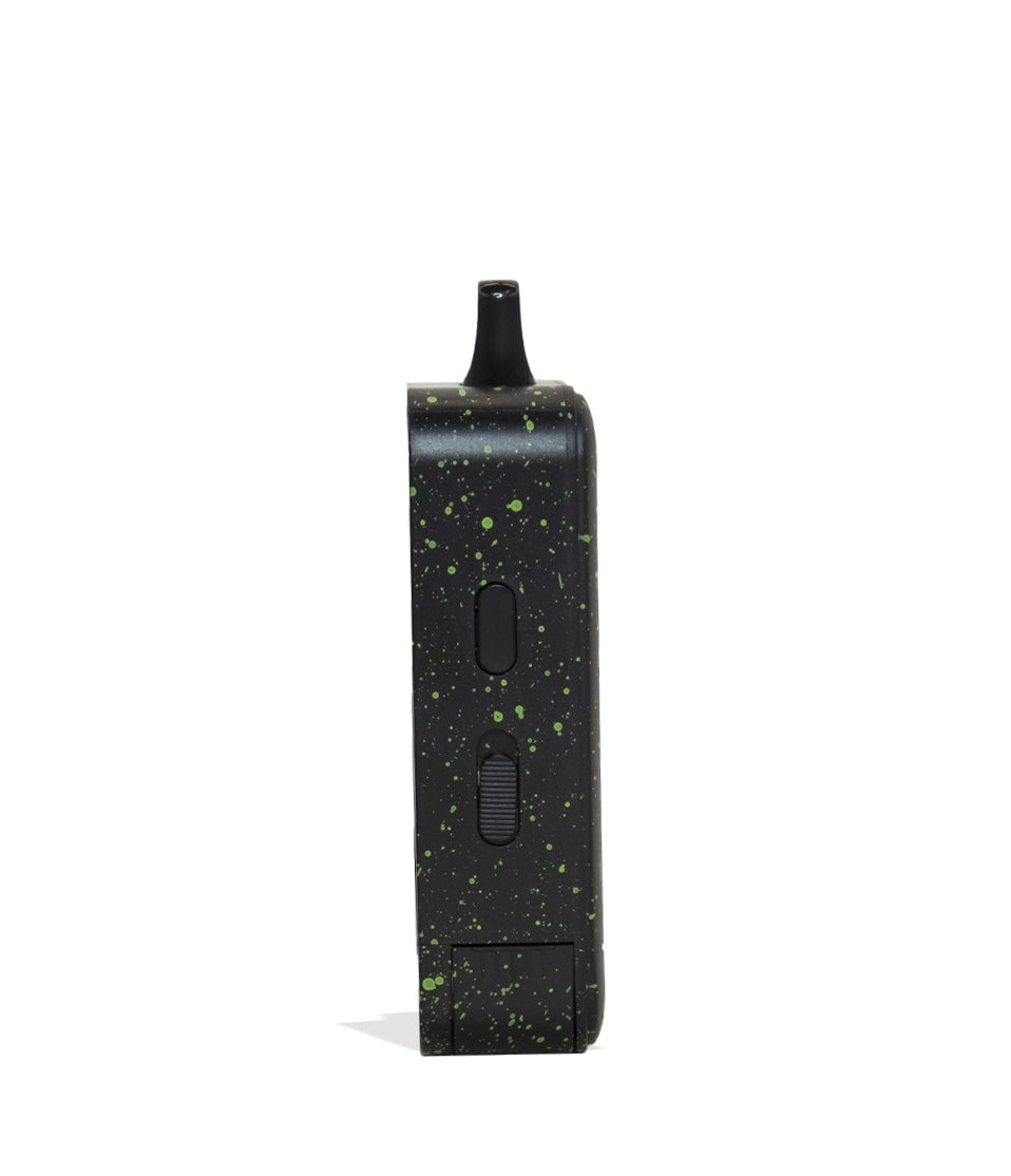 Black Green Spatter Wulf Mods Recon Pro Dual 510 Voltage Battery 9pk Side View on White Background