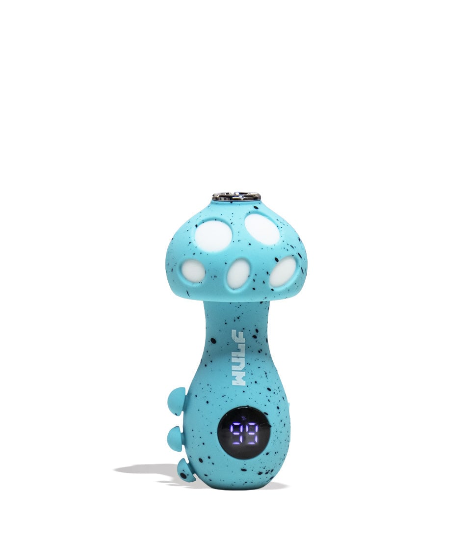 Blue Black Spatter Wulf Mods TRYP Mushroom Shaped Variable Voltage Battery 9pk Front View on White Background
