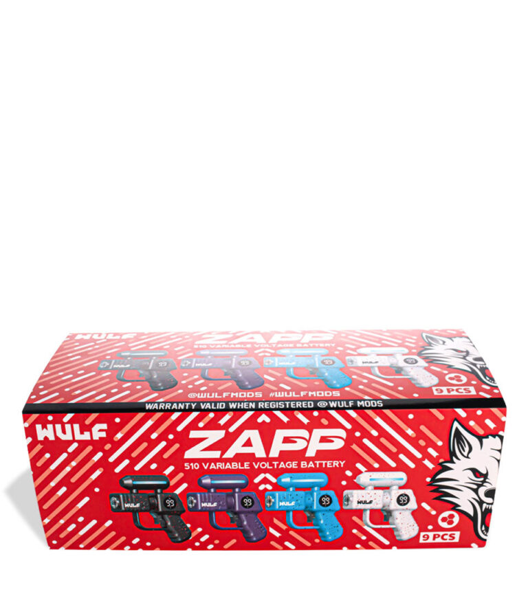 Wulf Mods Zapp Variable Voltage Battery 9pk front view with sleeve on white background