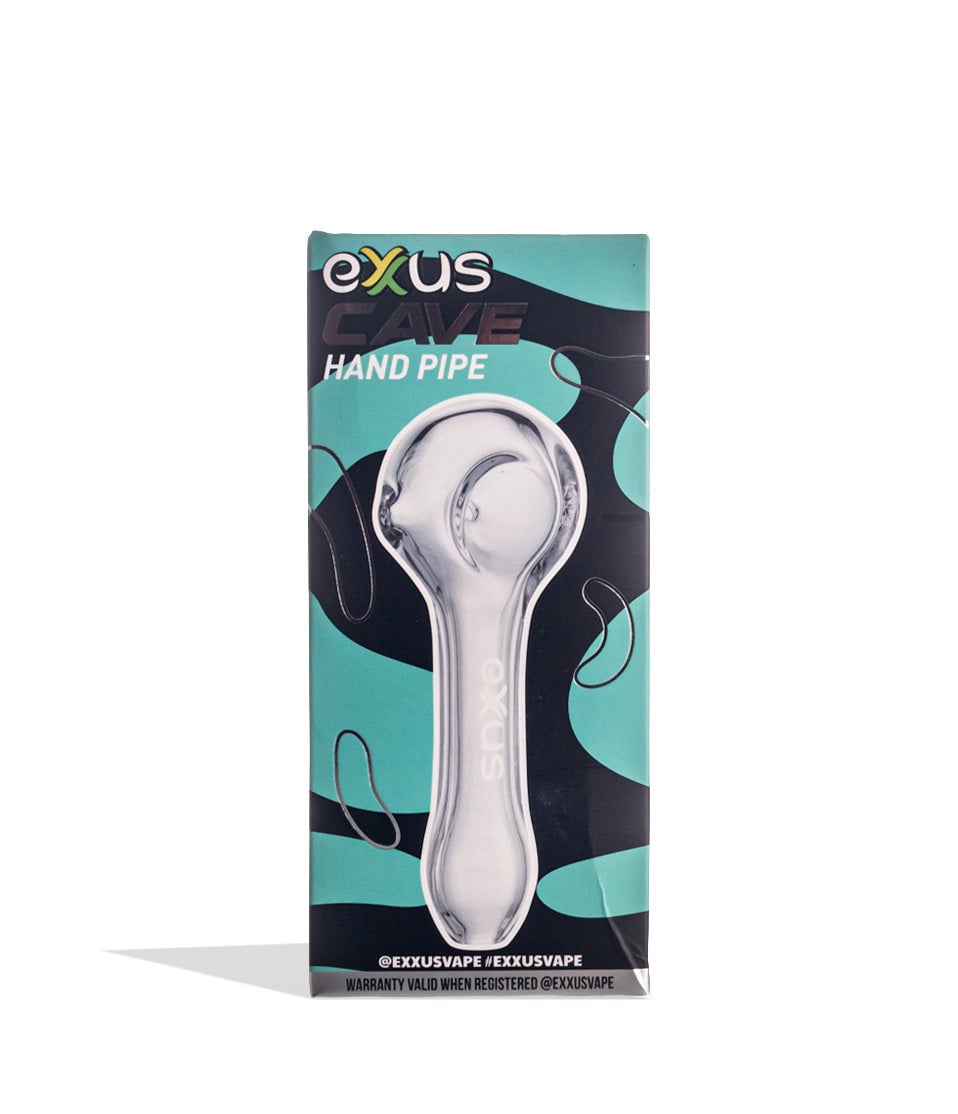 Clear Exxus Vape Cave Hand Pipe 12pk Packaging Front View on White Background