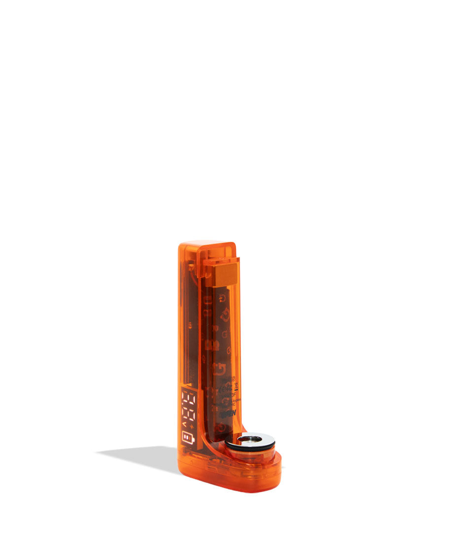 Red/Orange electronic vape battery device on a white background