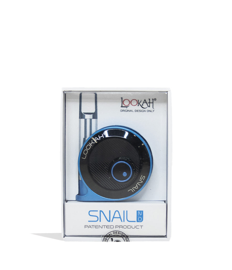 Blue Lookah Snail 510 Thread Battery Packaging Front View on White Background