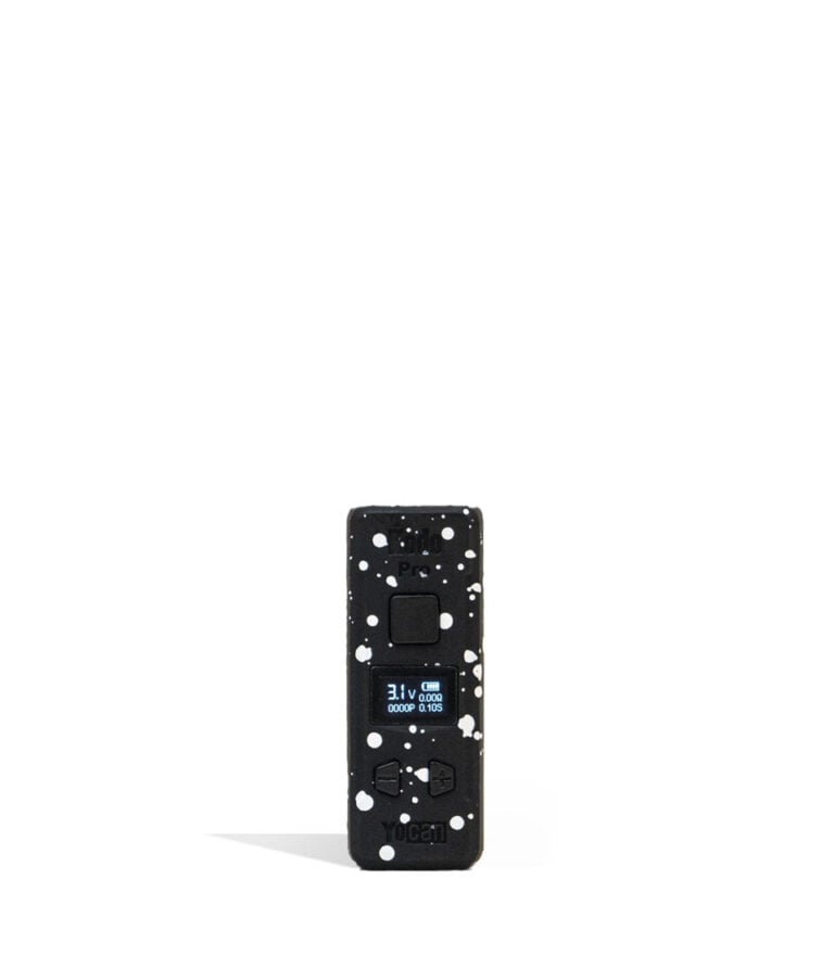Black White Spatter Wulf Mods KODO Pro 510 Thread Battery 9pk Front View on White Background