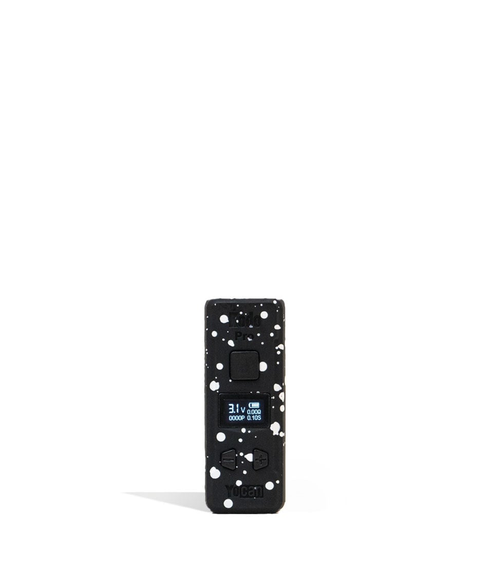 Black White Spatter Wulf Mods KODO Pro 510 Thread Battery 9pk Front View on White Background