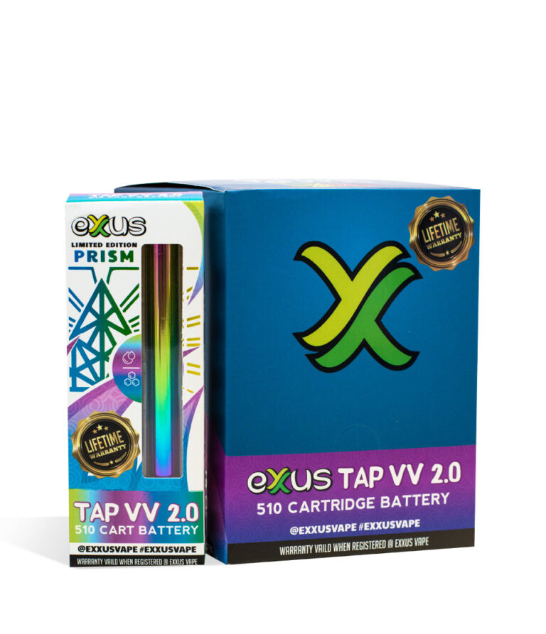 Prism Exxus Vape Tap VV 2.0 510 Thread Battery 12pk on white background