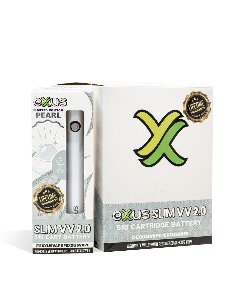 Pearl Exxus Vape Slim VV 2.0 510 Thread Battery 12pk on white background