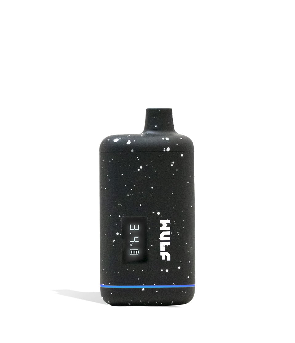 Black White Spatter Wulf Mods Recon 510 Thread Battery 9pk Front View on White Background