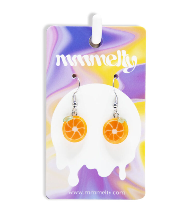 Mmmelty 72pc Earring Display Oranges Front View on White Background