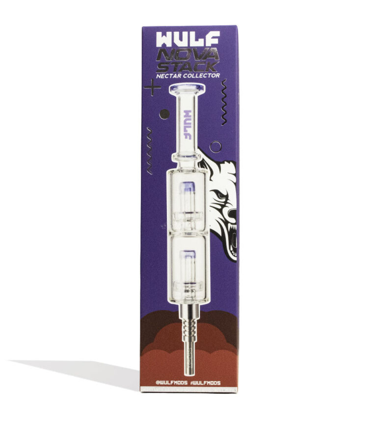Purple Wulf Mods Nova Stack Water Filtered Nectar Collector Packaging Front View on White Background