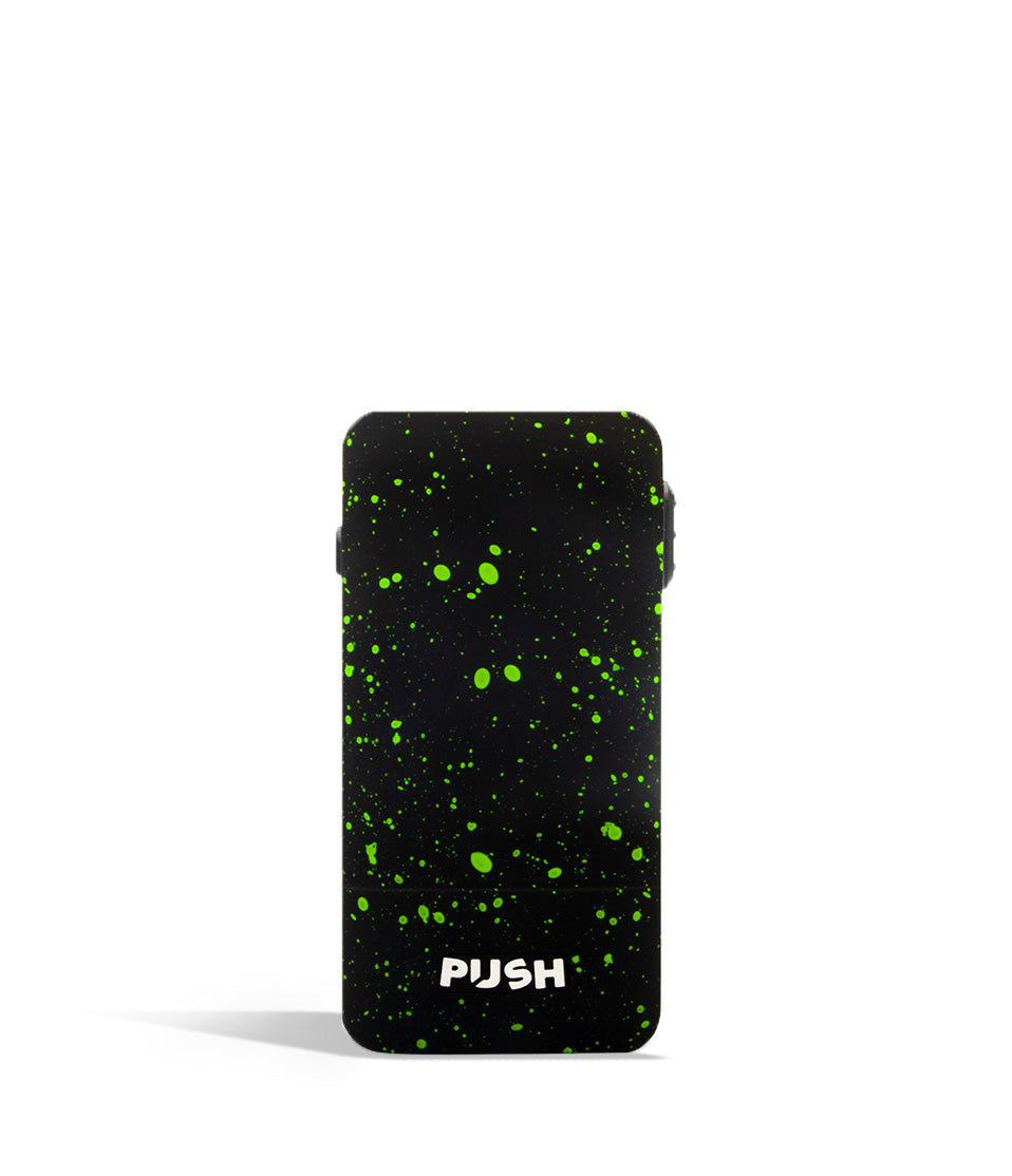 Black Green Spatter front Exxus Vape Push 510 Thread Battery on white background