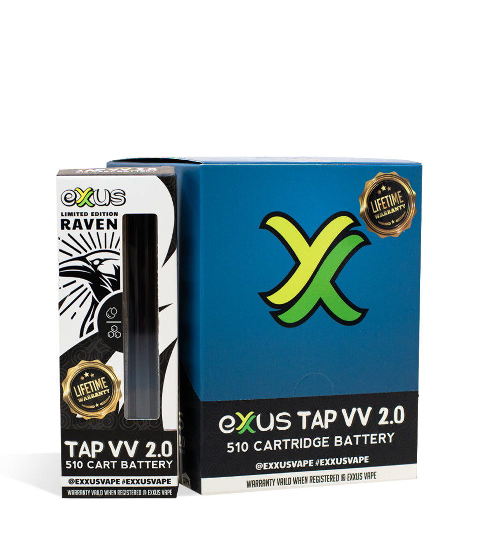 Raven Exxus Vape Tap VV 2.0 510 Thread Battery 12pk on white background