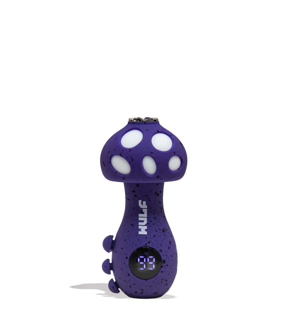 Purple Black Spatter Wulf Mods TRYP Mushroom Shaped Variable Voltage Battery 9pk Front View on White Background