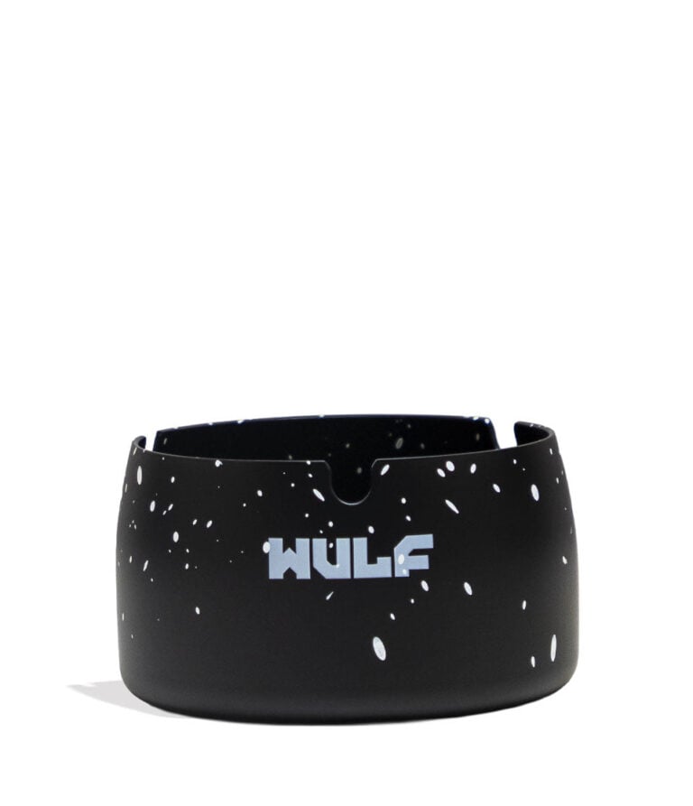 Black White Spatter Wulf Mods Cache Ashtray 6pk Front View on White Background