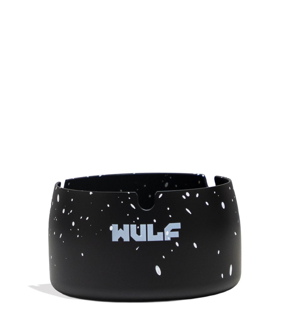 Black White Spatter Wulf Mods Cache Ashtray 6pk Front View on White Background