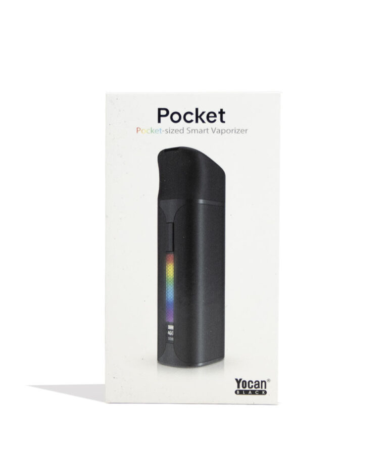 Black Yocan Black Pocket Concentrate Vaporizer Packaging Front View on White Background