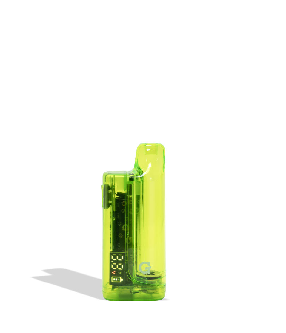 Green vape device on a white background