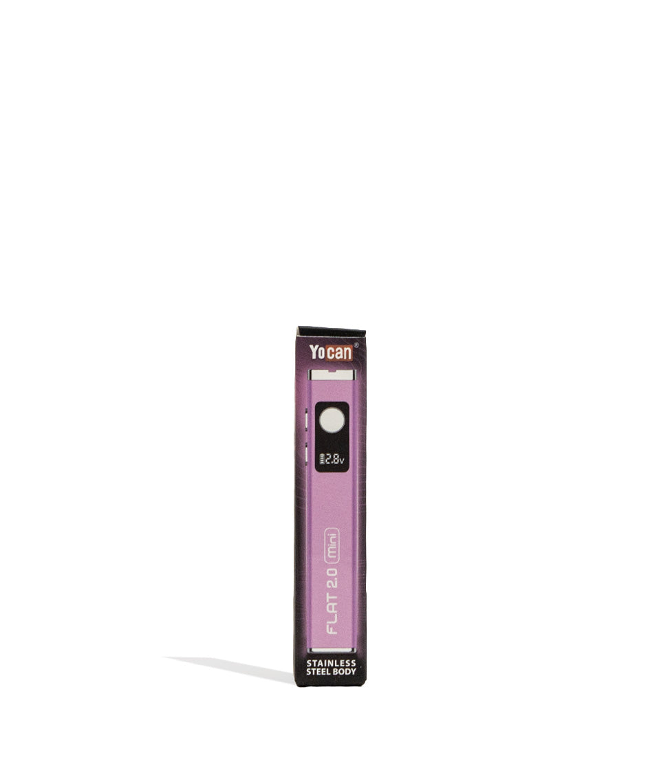 Pink Yocan Flat Mini 2.0 Variable Voltage Battery 12pk Packaging Front View on White Background