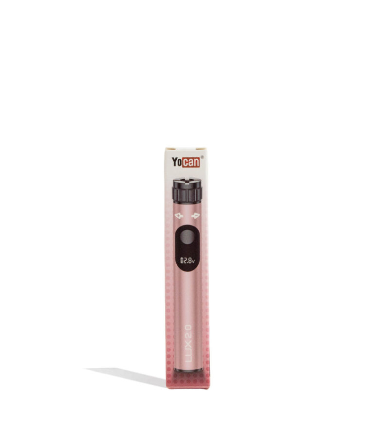Pink Yocan Lux 2.0 Variable Voltage Battery 15pk Packaging Front View on White Background
