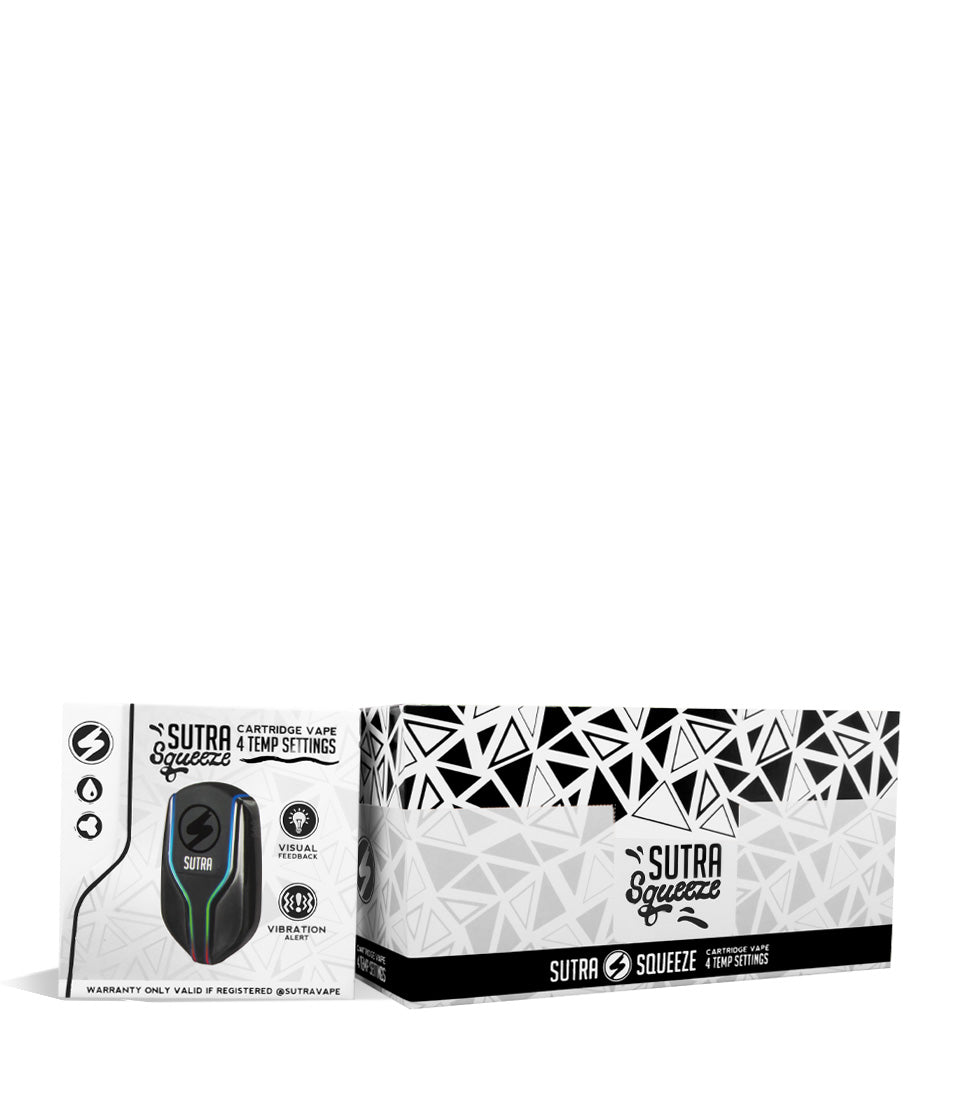 Black w/single pack Sutra Vape Squeeze 510 Thread Battery 6pk on white background