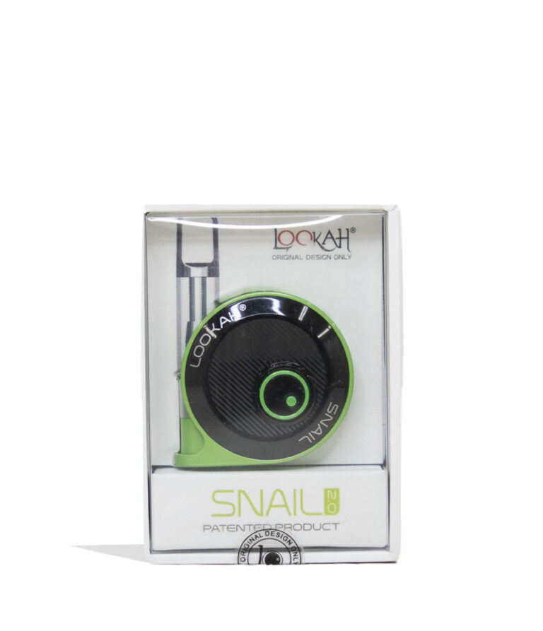 Green Lookah Snail 510 Thread Battery Packaging Front View on White Background