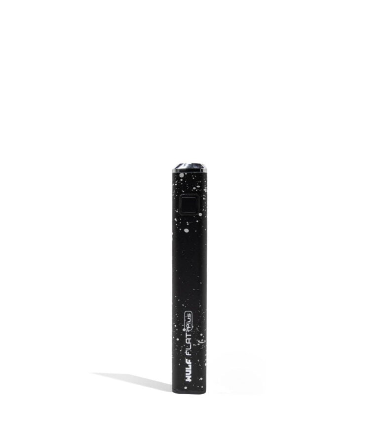 Black White Spatter Wulf Mods Flat Plus 510 Thread Battery 12pk on white background