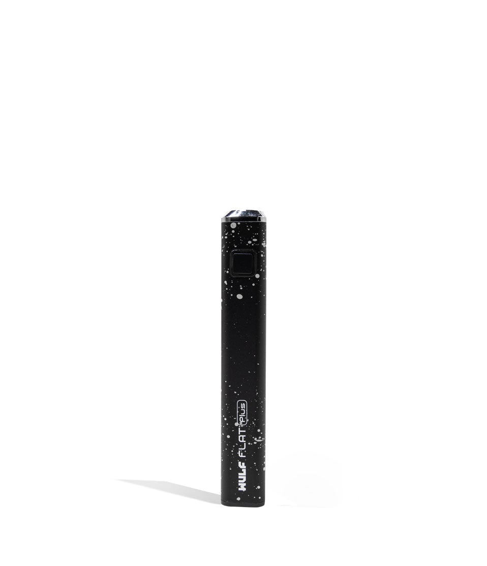 Black White Spatter Wulf Mods Flat Plus 510 Thread Battery 12pk on white background