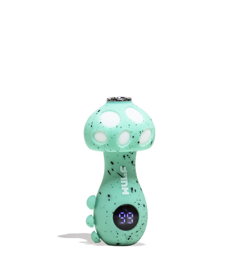 Teal Black Spatter Wulf Mods TRYP Mushroom Shaped Variable Voltage Battery 9pk Front View on White Background